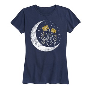 Women's - Instant Message - Floral Moon Short Sleeve Graphic T-Shirt - 1 of 4