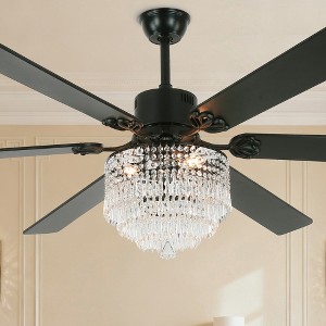 Bella Depot 65" Crystal Large Ceiling Fan with Light Kit and Remote 6-speed Modern Ceiling Fan - 1 of 4