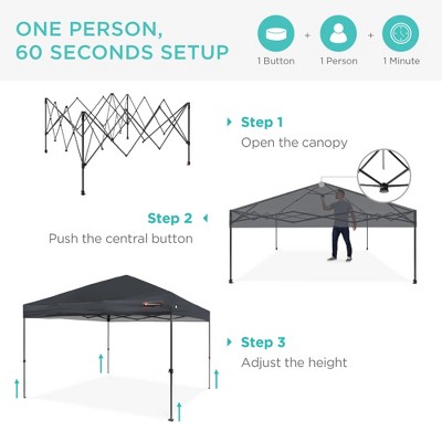 Gray 10x10ft Steel Pop-Up Canopy Tent with Wheeled Case