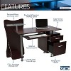NicBex Stylish Computer Desk with Keyboard Tray,CPU Tower Cubby&2 Drawers,Home Office Writing Desk for Study,Home Workstation,Chocolate - 3 of 4