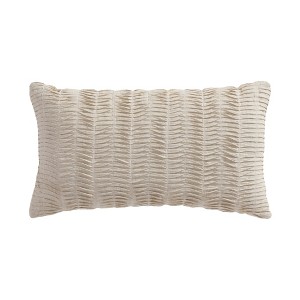 Spencer Plaid Neutral Pleated Pillow 12x22 - Levtex Home - 1 of 3