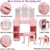 2-in-1 Wooden Kids Vanity Set,Tri-Fold Mirror, Stool & Drawer | Princess Pretend Play Makeup Dressing Table for Toddlers Ages 3+ - 2 of 2