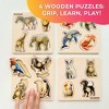 QUOKKA Wooden Puzzles Set for Toddlers 1 2 3 – 4 Set Pegged Puzzles for Kids Ages 2-4 - 2 of 4