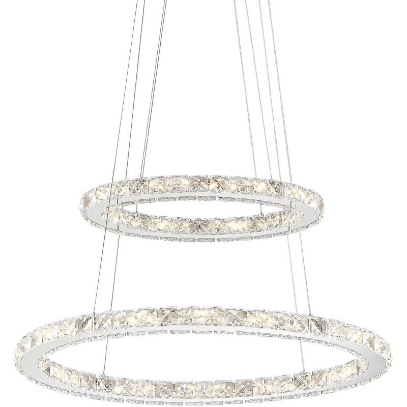 Possini Euro Design Glenna Chrome Chandelier 23 1/4" Wide Modern 2-Ring LED Clear Crystal Glass for Dining Room House Foyer Kitchen Island Entryway, 1 of 8