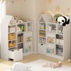 44" Kids Bookshelf Toy Storage, Kids Bookshelf with Removable Drawers, 8 Storage Cubby & Sliding Door, Kids Reading Nook for Playroom, Classroom - 2 of 4