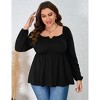 Coolmee Womens Plus Size Peplum Tops Puff Long Sleeve Square Neck Blouse Ruffle Hem Pullover Babydoll Top - 2 of 4
