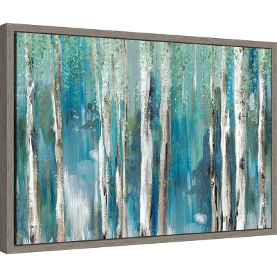 Cerulean Forest Birch Trees Canvas Wall Art Print