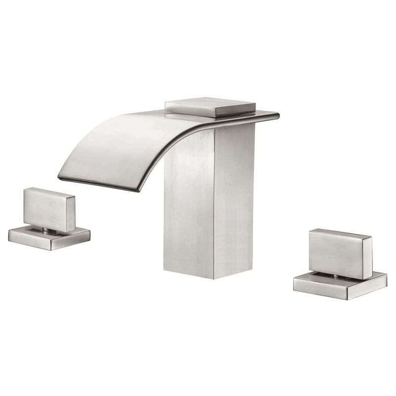Sumerain Roman Tub Faucet Brushed Nickel Widespread Bathtub Faucet with High Flow Waterfall Spout, 1 of 13