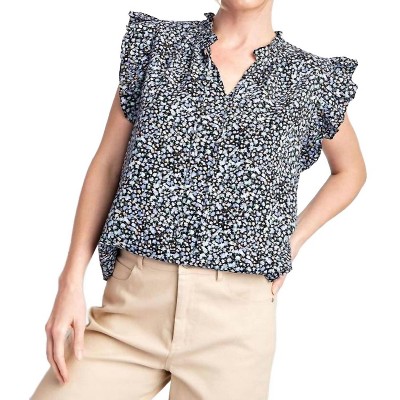 Women's Ruffle Sleeve Tie Neck Blouse - ee:some