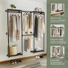 Artloge Industrial Pipe Clothes Rack Wardrobe Adjustable Wall Mounted Walk-in Garment Rack Closet with Hanging Rod & Open Shelves for Garment Storage - 4 of 4