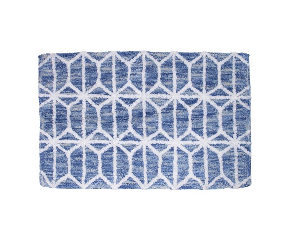 Hexagon Border Bath Rug Blue - Allure Home Creation