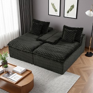 71" Turtle Velvet Double Chaise Lounge with Compressed Sponge - 1 of 4