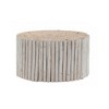 32" Natural Wood Handcrafted Round Coffee Table with Carved Top for Modern Living Room - 2 of 4