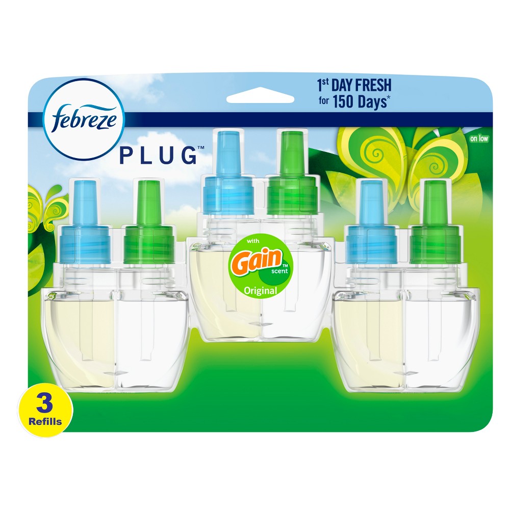 Febreze Odor-Fighting Fade Defy Plug Air Freshener Refill - Gain Original Scent - 2.63 fl oz/3pk