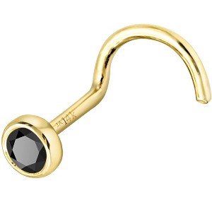 Jewelry Avalanche 22G 14K Gold Bezel-set Black Diamond Nose Screw Nose Stud - 1 of 3