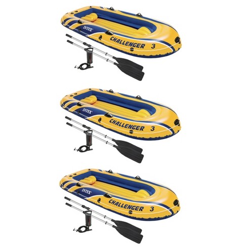 Intex Compact Inflatable Fishing 3 Person Raft with Pump & Oars