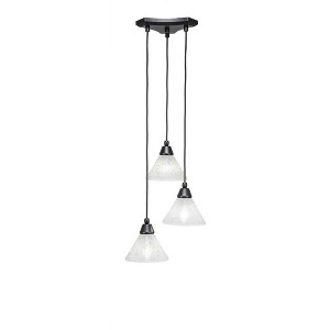 Toltec Lighting Europa 3 - Light Pendant in  Matte Black with 7" Gold Ice Shade - 1 of 1