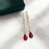 Ross-Simons 9.00 ct. t.w. Ruby Teardrop Earrings in 10kt Yellow Gold - 3 of 4