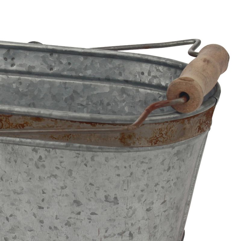 12&#34; Aged Galvanized Metal Oval Bucket with Handle - Gray - Stonebriar Collection, 4 of 8