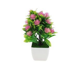 Unique Bargains Artificial Plants 17-Bud Square Pot Plum Blossom Arrangement Plastic 2.95"x2.95"x8.27" 1 Pcs - 1 of 4
