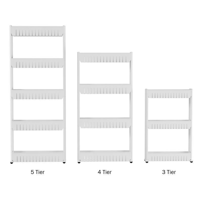 Hastings Home 3-Tier Slim Rolling Cart - White, 5 of 7
