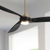 Casa Vieja 60" La Jolla Surf Mid Century Modern Indoor Ceiling Fan 3 Blade LED Light Remote Control Soft Brass Finish Black Blades Bedroom Living Room - 2 of 4