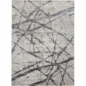 HomeRoots 2' X 3' Taupe Gray And Ivory Abstract Stain Resistant Area Rug - 1 of 4