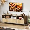 TV Stand for 75 inch TV, Entertainment Center with Storage, 65 Inch TV Console Table with 3 Drawers, Rattan Media Console Cabinet with Metal Legs - 3 of 4