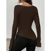 Women's Blouse Off Shoulder V Neck Long Sleeve Ruched Asymmetrical Top - 3 of 3
