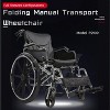 ORRD Folding Transport Wheelchair with Hand Brakes, 20" Seat 350lb Capacity, 24" Quick Release Wheels,Dark Gray - 2 of 4