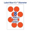 Avery Laser Color Coding Labels 1 1/4" Dia. Neon Red 8/Sheet 13292 - 2 of 4