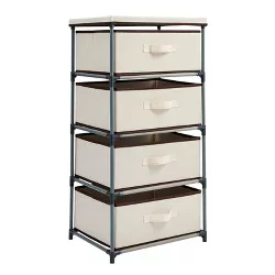 Juvale 4 Tier Organizer Drawer Storage Tower, Fabric Dresser for Closet, Bedroom, Clothing, Beige, 16.5 x 33 In