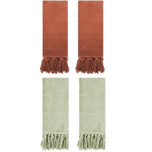 REGALWOVEN Solid Cotton Bathroom Hand Towel with Tassel 4 Pack - 1 of 4