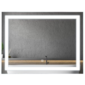 GlasFlength Decorative Wall Mirrors Wall Art Rectangle Mirror Vanity Mirror Accent Mirror Metal Frame Mirror for Living Room, Clear, 31.5"*1"*23.5" - 1 of 4