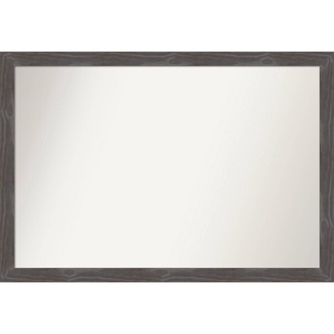 39" x 27" Non-Beveled Woodridge Rustic Gray Wood Bathroom Wall Mirror - Amanti Art: Rectangle, Includes Mounting Hardware - image 1 of 4