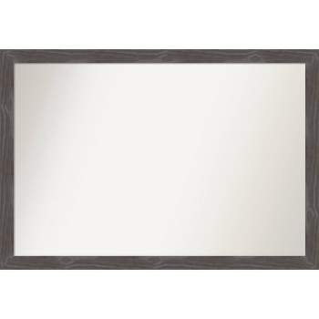 39" x 27" Non-Beveled Woodridge Rustic Gray Wood Bathroom Wall Mirror - Amanti Art