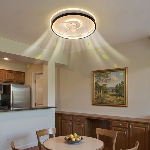 DORESshop 18 in. Modern Black and White Flush Mount Bladeless Ceiling Fan Light with Remote, Low Profile Design for Small Spaces - 1 of 4