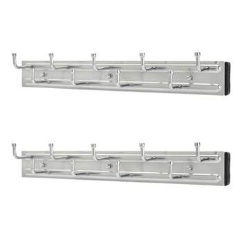 Unique Bargains Wall Mounted 8 Hooks Coat Towel Rack Hooks And Hangers  Silver Tone 1 Pc : Target