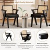 Accent Chair Mid-Century Modern Armchair With Rattan Backrest Padded Seat Upholstered Reading Chairs For Bedroom Living Room - 3 of 4
