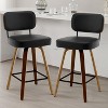 Bekrvio 26"/29" Mid-Century Modern Swivel Bar Stools Set of 1/2/3/4- Faux Leather Upholstered with Back and Bent Wood Legs,Ideal for Kitchen Island - 2 of 4