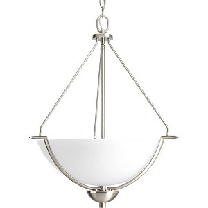 Progress Lighting Bravo 3-Light Inverted Pendant, Brushed Nickel, Fluted Glass Shade - 1 of 2