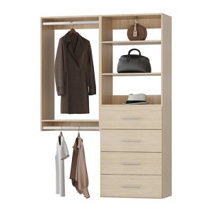 Closet Organizer System with Tower and Drawers, Wood Tower Closet Storage for Walk In Closets - 1 of 4