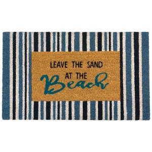 Northlight Natural Coir Leave the Sand at the Beach Striped Outdoor Doormat - 18" x 30" - 1 of 4