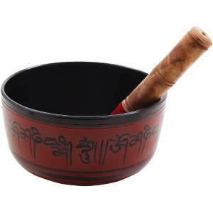 Store Indya Hand-Painted 7 Inch Metal Tibetan Singing Bowl Set - Musical Instrument with Wooden Stick Mallet - Spiritual Gifts - 1 of 4
