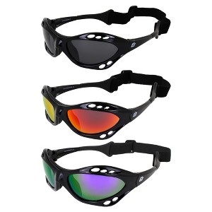 3 Pairs of Birdz Eyewear Seahawk Safety Goggles with Smoke, Red Mirror, Purple Lenses - 1 of 4