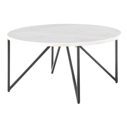 Kinsler Round Coffee Table White, Black And White Round Accent Table