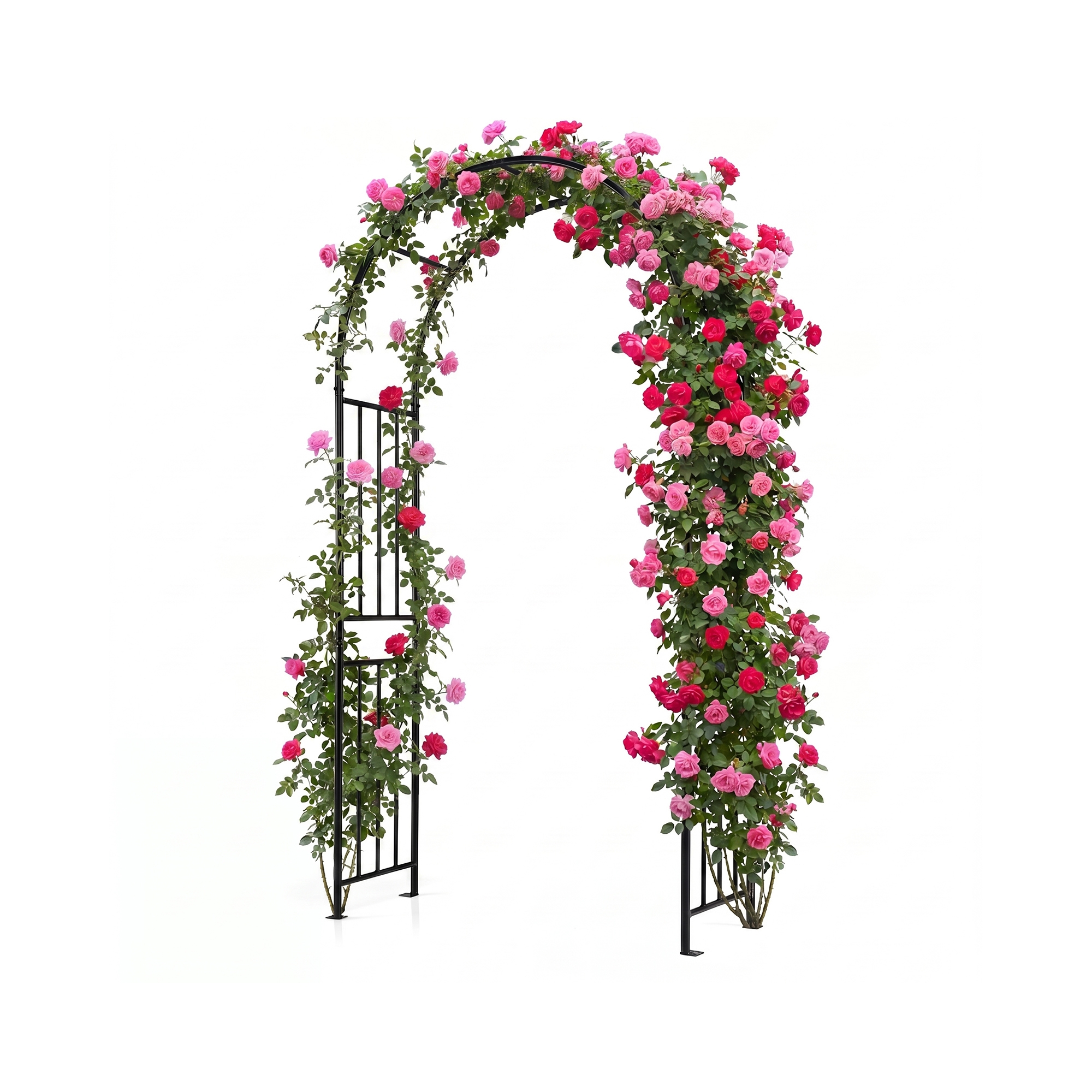 Costway 7.2Ft Garden Arch Steel Arbor Wedding Garden Decoration Climbing Plants w/Stakes