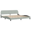 vidaXL King Velvet Bed Frame with Headboard - Light Gray, Stylish Waved Side Design, Plywood Slats Support, Modern Bedroom Base Furniture 76"x79.9" - 3 of 4