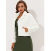 Allegra K Women's Cropped Notch Lapel Open Front Faux Fur Fluffy Coat - 3 of 4