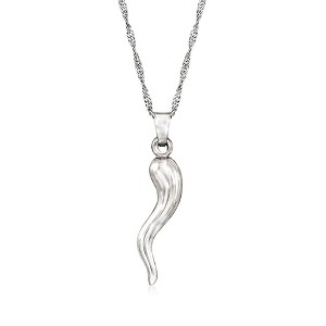 Ross-Simons Sterling Silver Italian Horn Pendant Necklace - 1 of 4